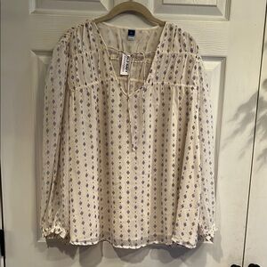 Old Navy Cream Blouse with Bishop Sleeves